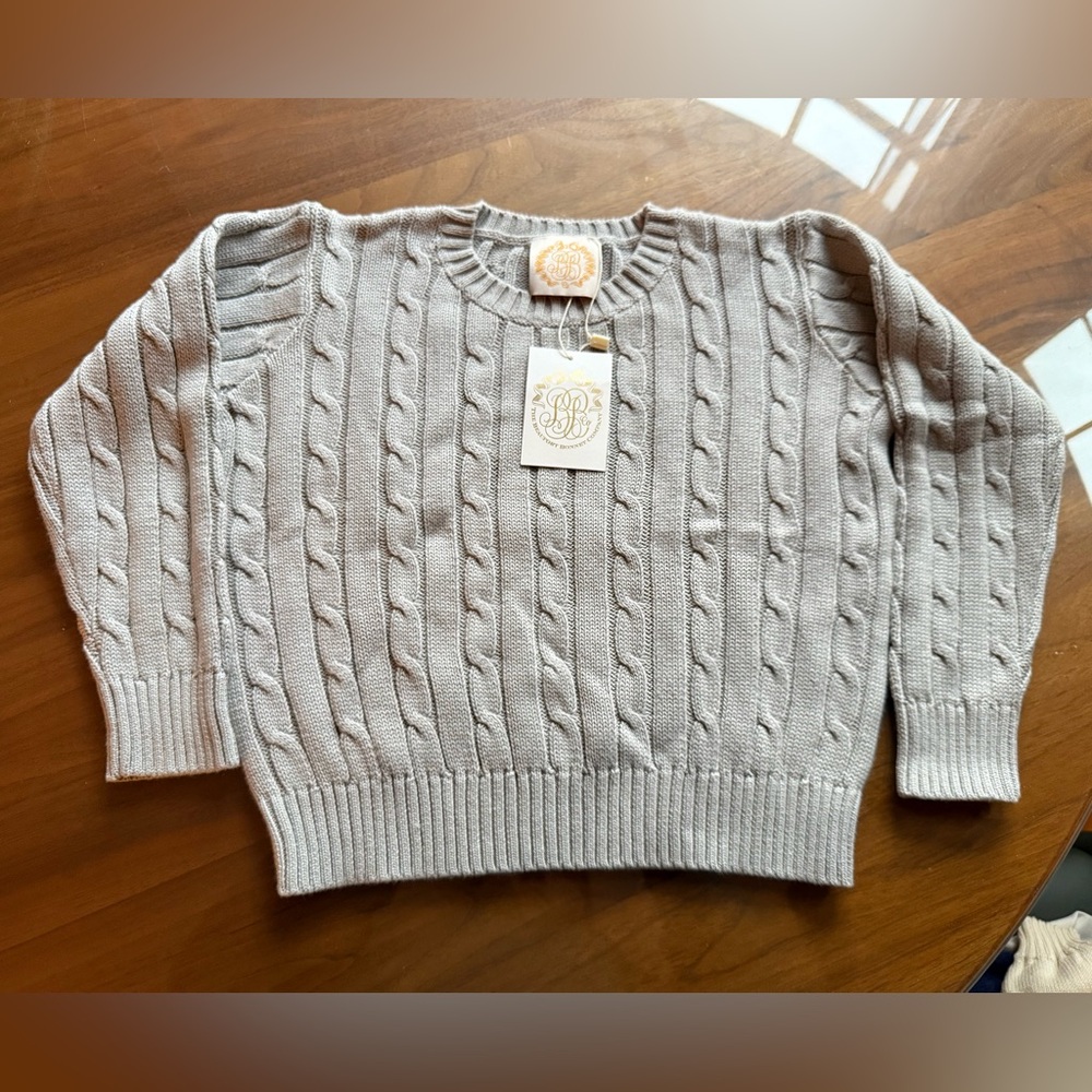 Tbbc beaufort bonnet co grantley grey cotton cable crewneck 6 nwt